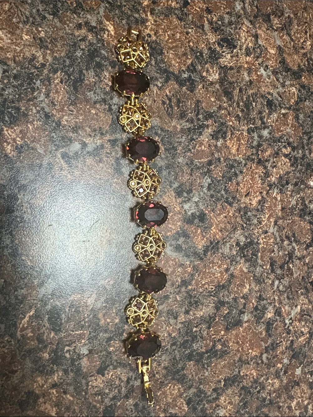 Swarovski Gold-Tone Bracelet with Garnet Red Crystals